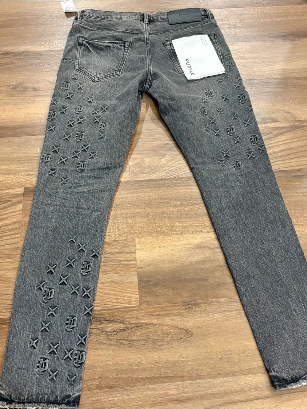 Purple Brand Charcoal Gray Embroidered Skinny Jeans - Men